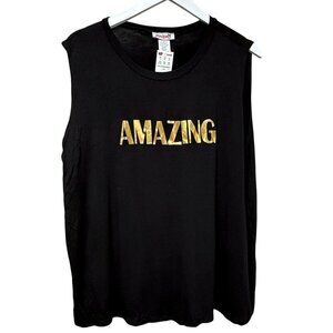 MadRag Sleeveless Top Amazing Graphic Tee Size 2XL Black Gold NWT